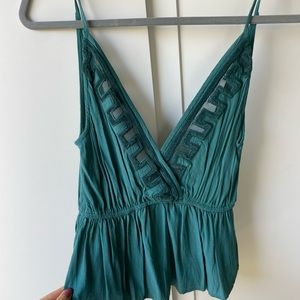 Free People - Peplum Curtain Style Tank Top - Green